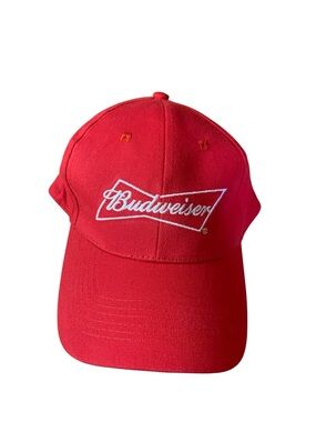 Vintage Style Budweiser Beer Spellout Red Strapback Hat